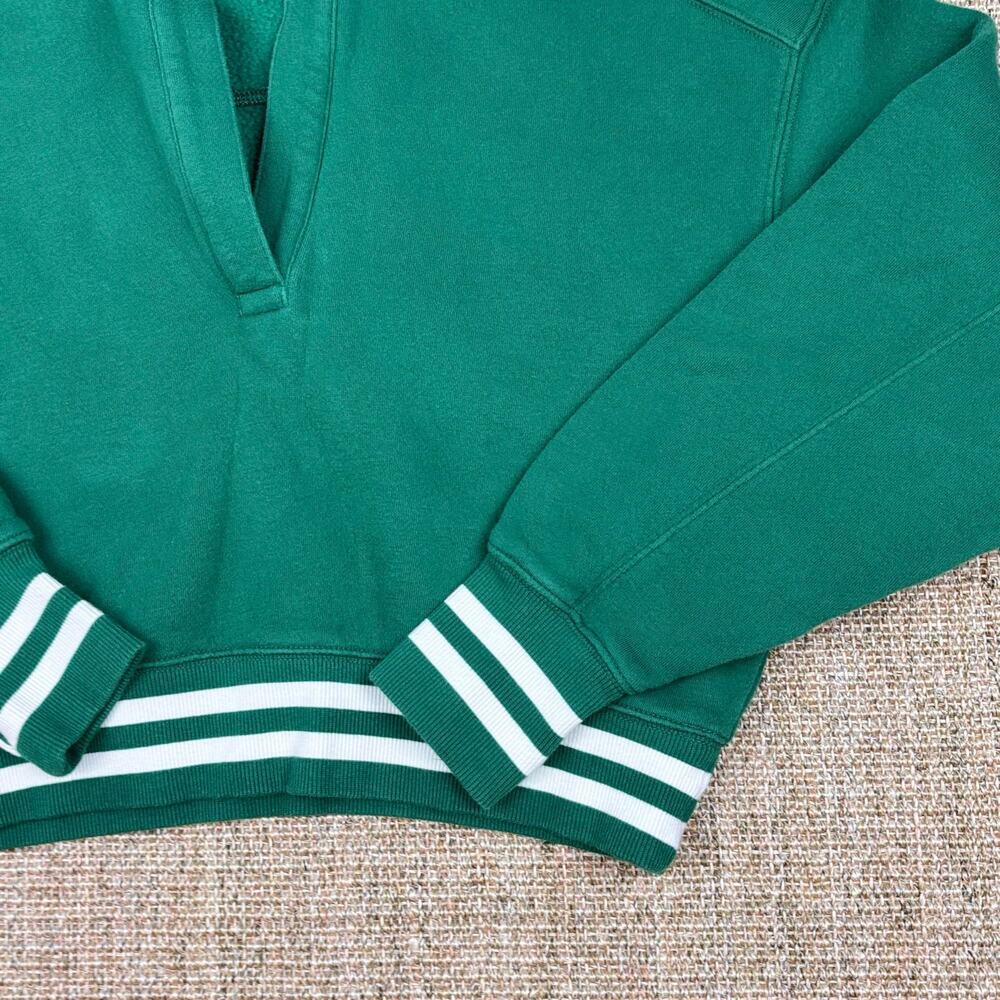 ๐ Offline by Aerie Cropped Quarter-Zip Sweatshirt | Size XS | Green/White - Picture 2 of 7